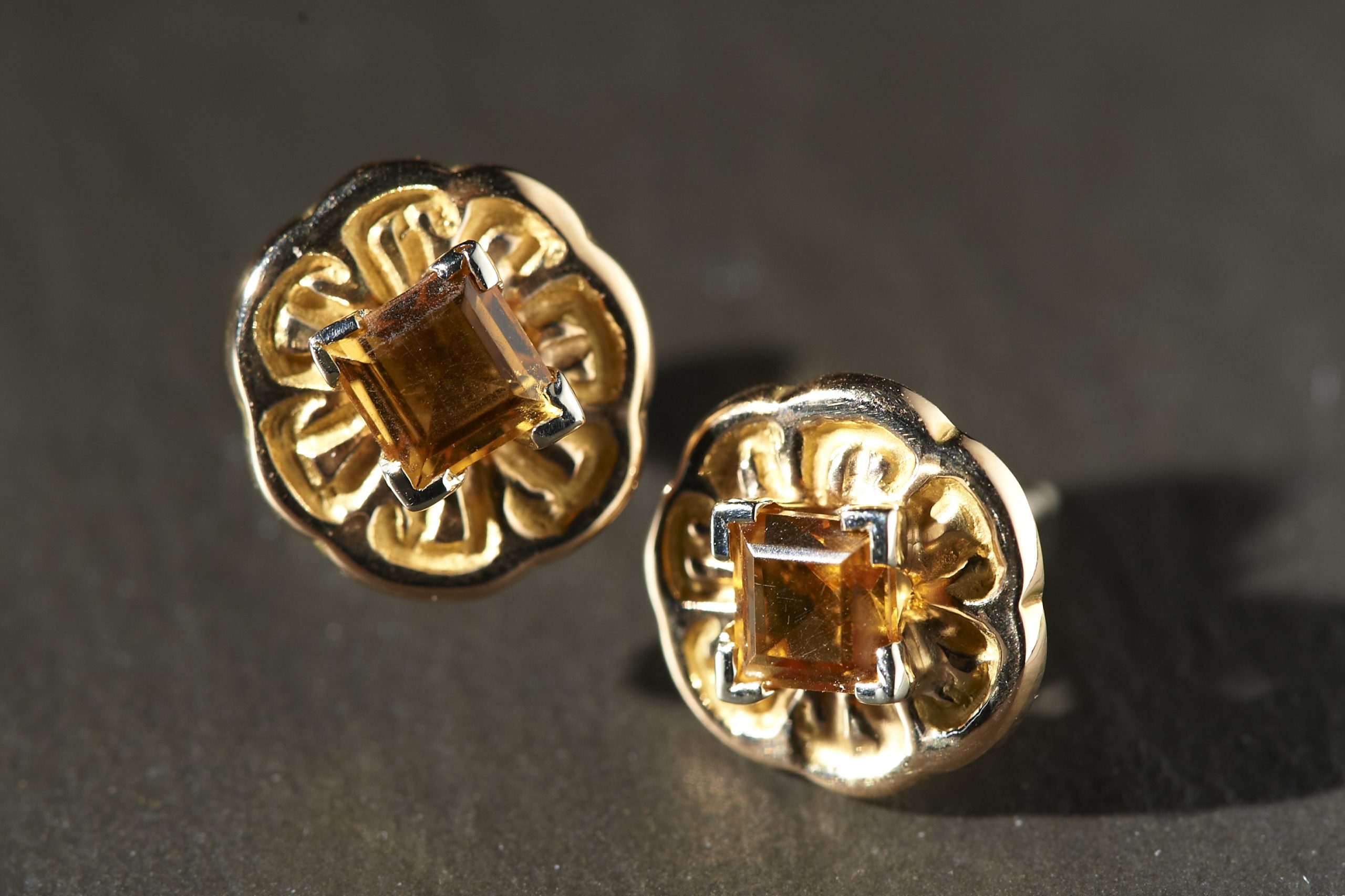 Boucles D'oreilles Pendantes En Citrine Et Argent 925 - Poids 2,4 G - Fermoir Dormeuse - Occasion